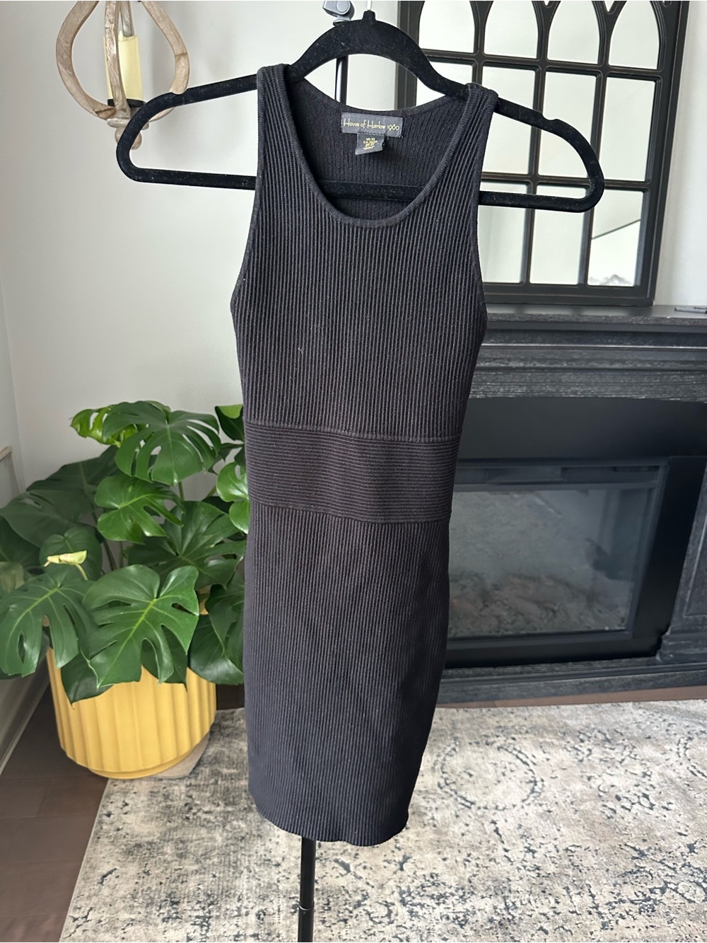House of Harlow 1960 Black Ribbed Tank Mini Dress
